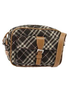 Authentic BURBERRY Nova Check Blue Label Shoulder Bag Canvas Brown Gold